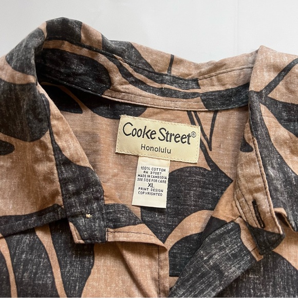 Cooke Street Honolulu Men's Brown Leaf Print Button Up Shirt Size XL - Picture 4 of 6